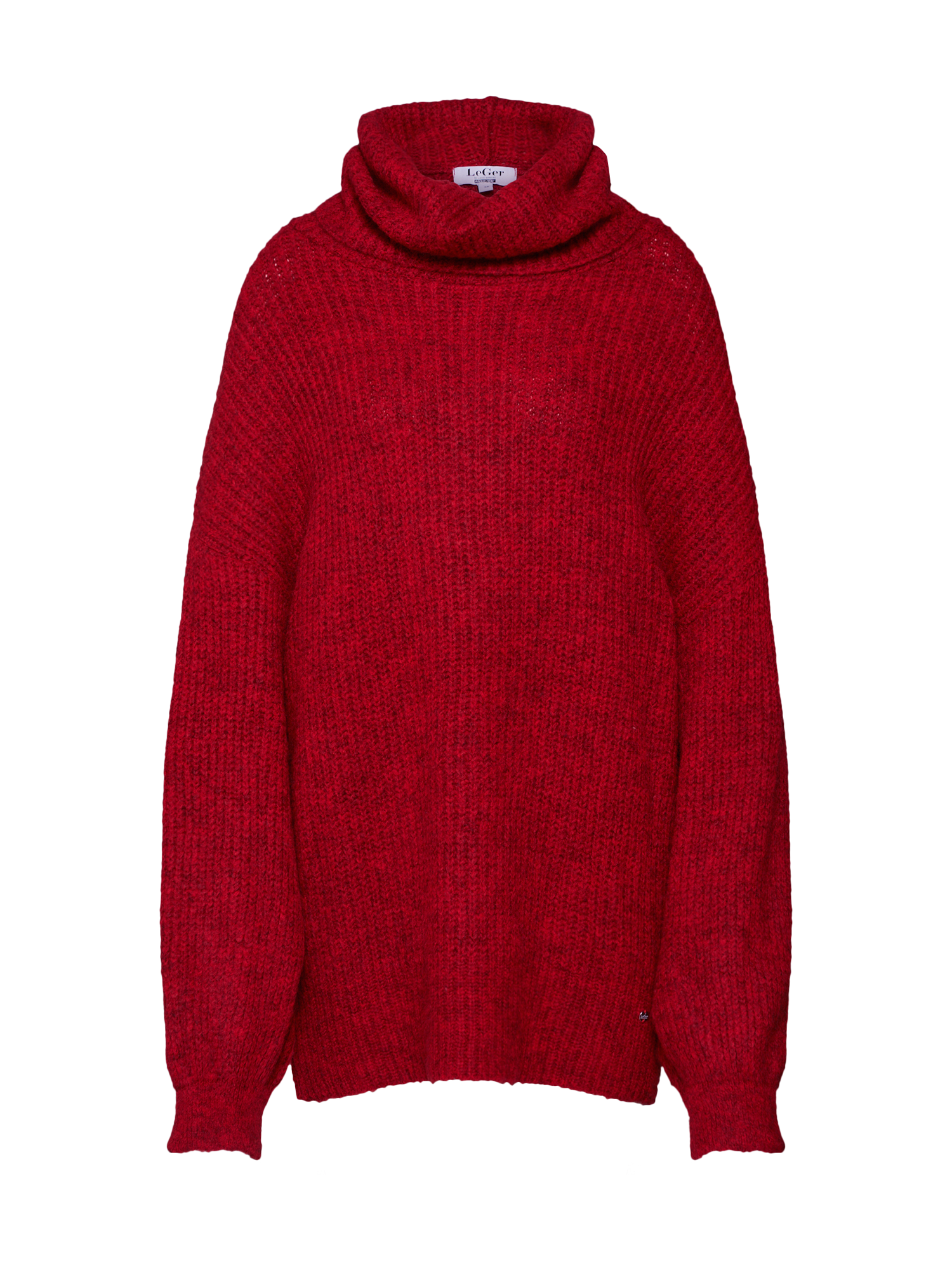 Der Pullover „Juna“ von LeGer by Lena Gercke ist ein leuchtend roter, dick gestrickter Rollkragenpullover mit lockerer Passform. Er hat lange Ärmel und ein leicht übergroßes Ärmellängen-Design, wodurch er perfekt für einen gemütlichen, lässigen Look ist und Sie bei kälterem Wetter warm hält.